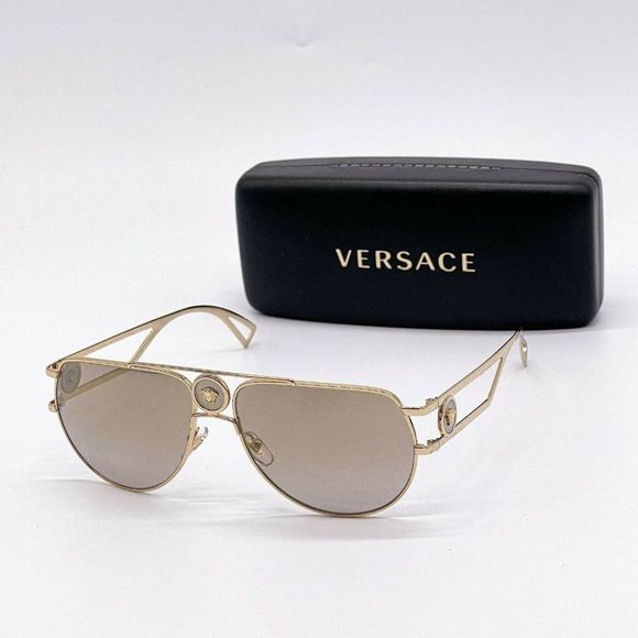 New Versace Gold Aviator Unisex Sunglasses - Picture 1 of 8